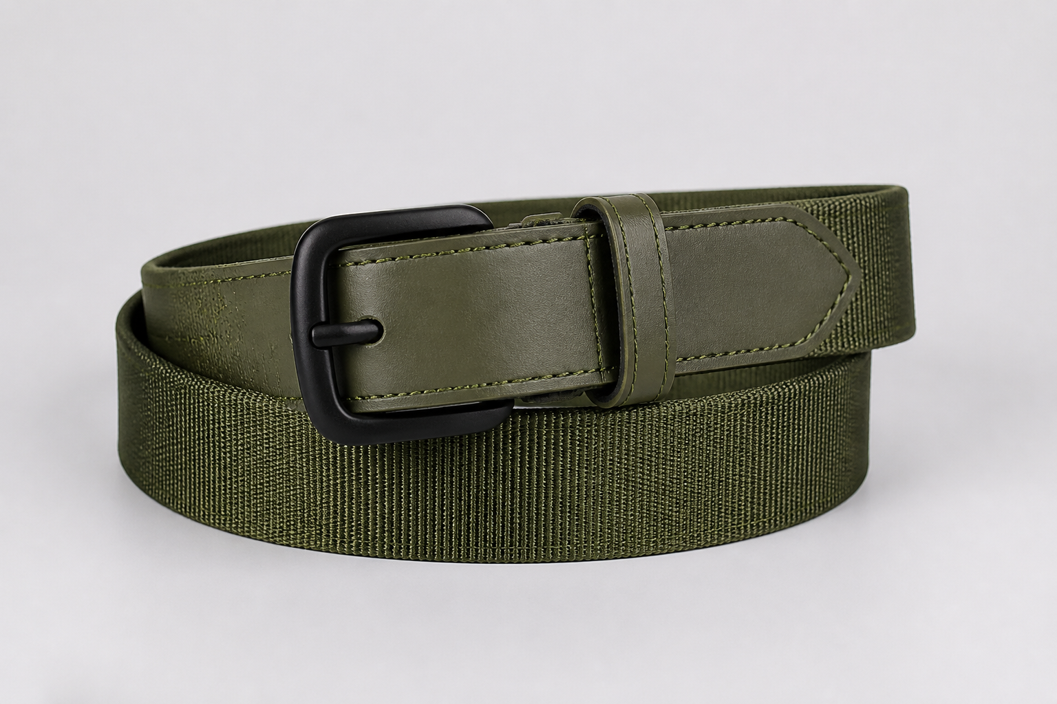 Mono Craft Leather Belt Green