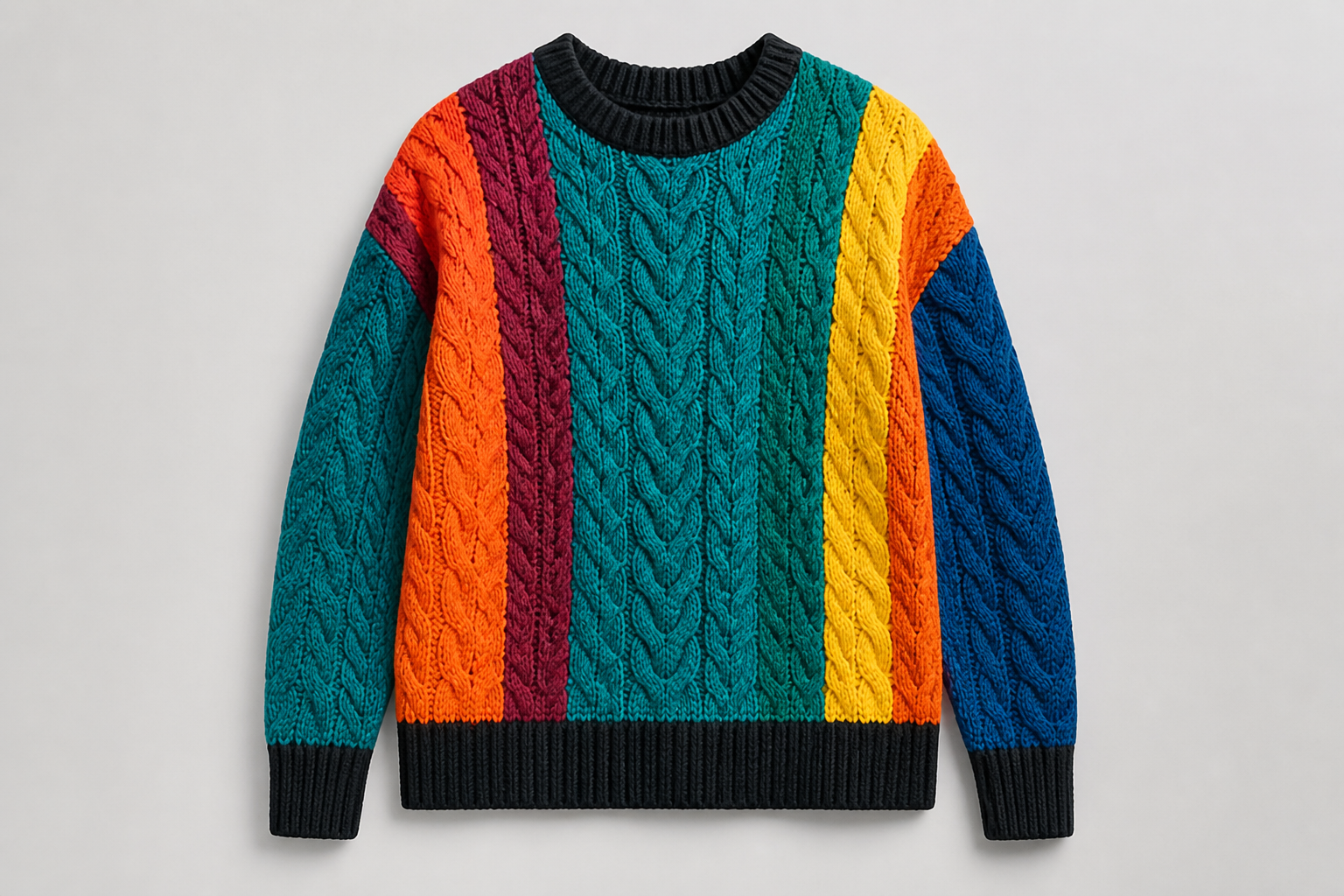 Plain Form Cable Sweater Multi