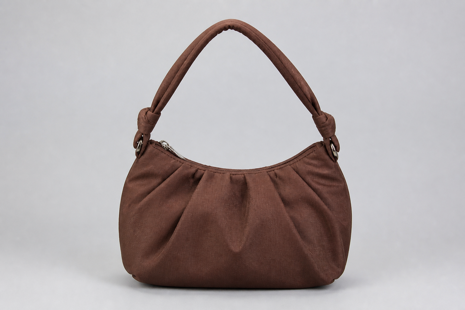Plain Form Soft Handbag Brown