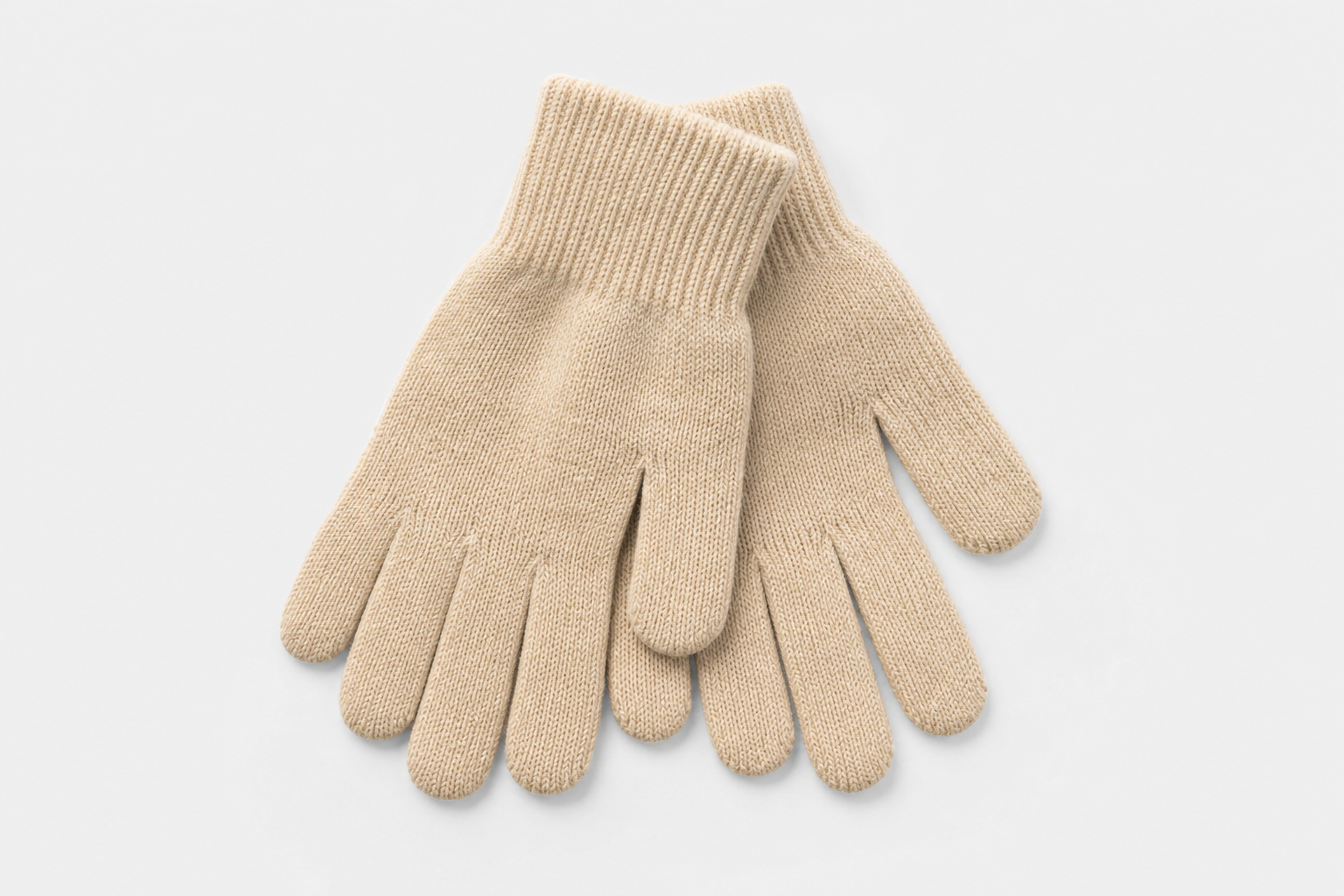 Plain Form Knit Glove Beige